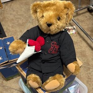 Papa Chulo Teddy Bear with Black Suit and Red Roses